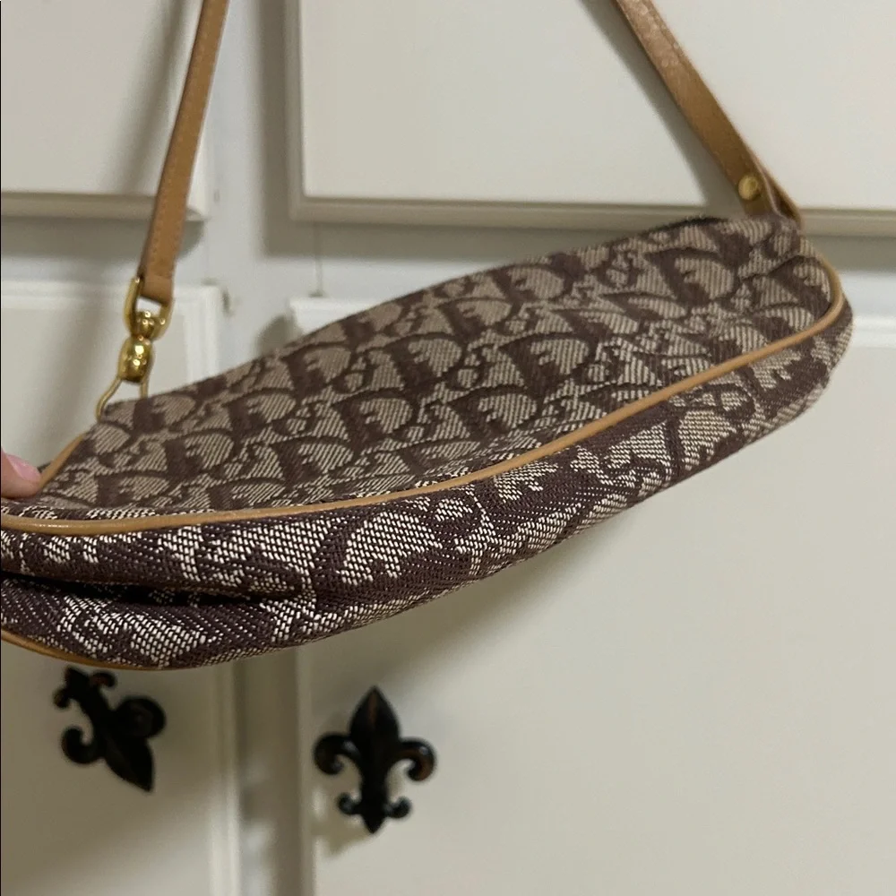 Vintage Like New Christian Dior Trotter Brown and Tan Saddle Bag